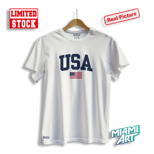 T-Shirt White USA Flag