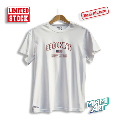 T-Shirt White USA Brooklyn Red