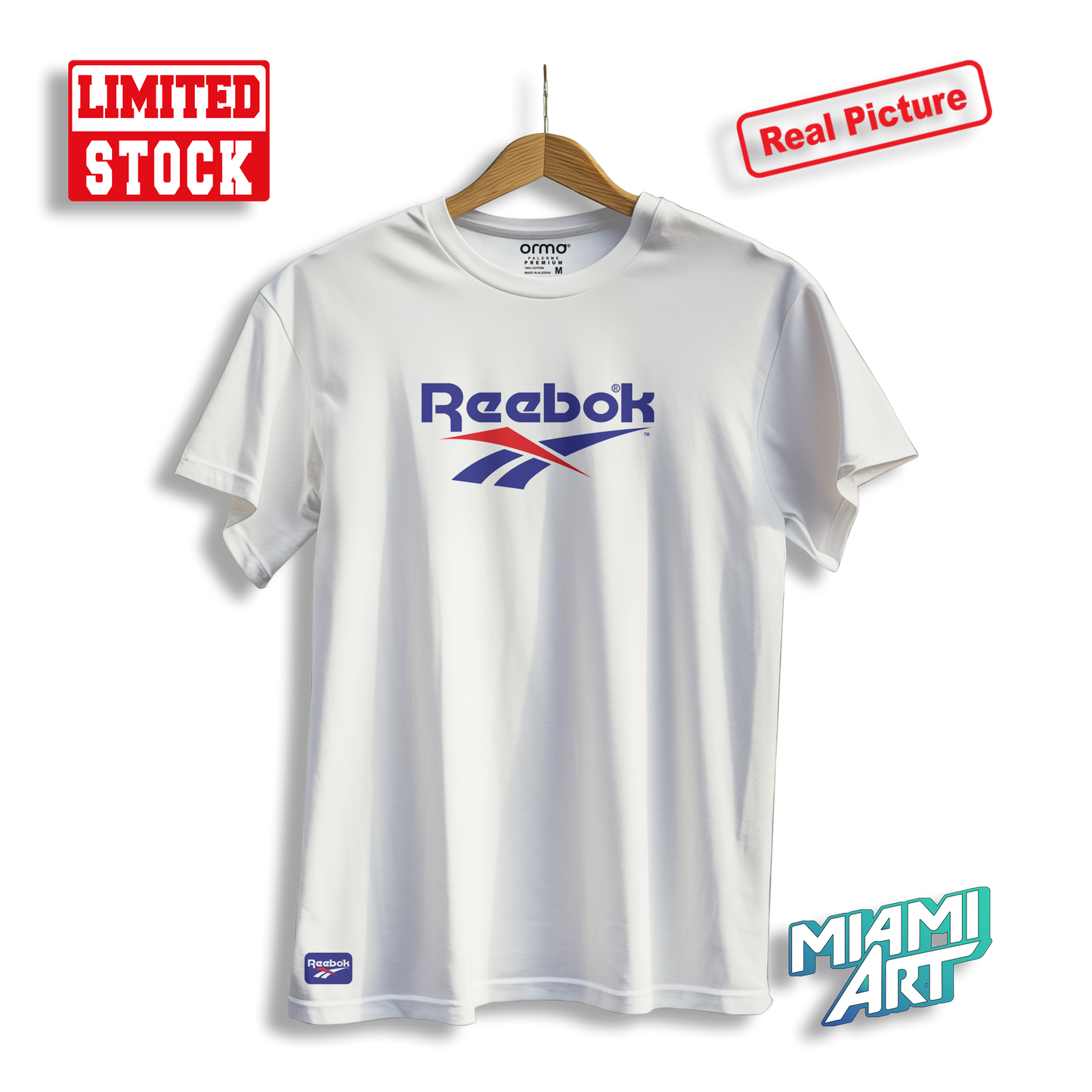 T-Shirt White Reebok Blue