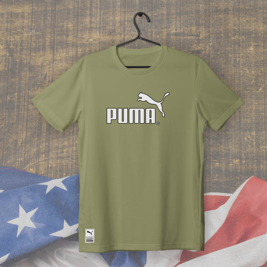 T-Shirt Vert Kaki PUMA Blanc