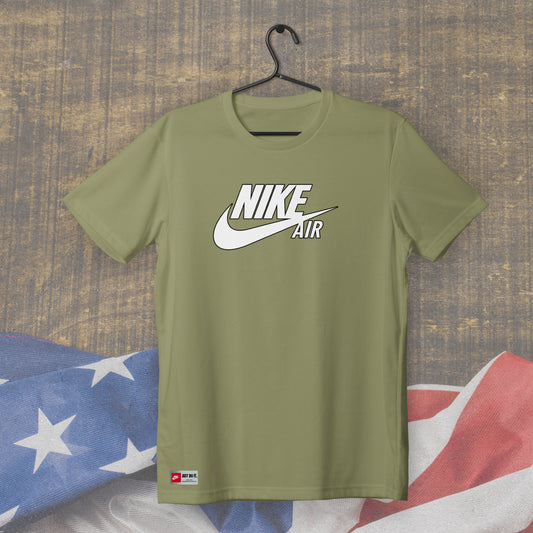 T-Shirt Vert Kaki NIKE Blanc